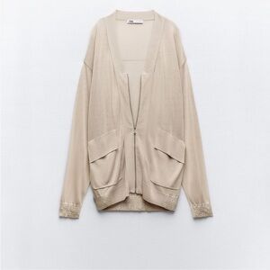 SEMI-SHEER KNIT BOMBER CARDIGAN